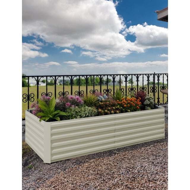 Yiwa Easy-Assembly Deep Raised Garden Bed - Galvanized Steel Planter for Outdoor Use
