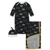 Gerber Baby Boy Gown, Cap & Blanket Layette Gift Set, 3-Piece Black, White, Yellow Nature