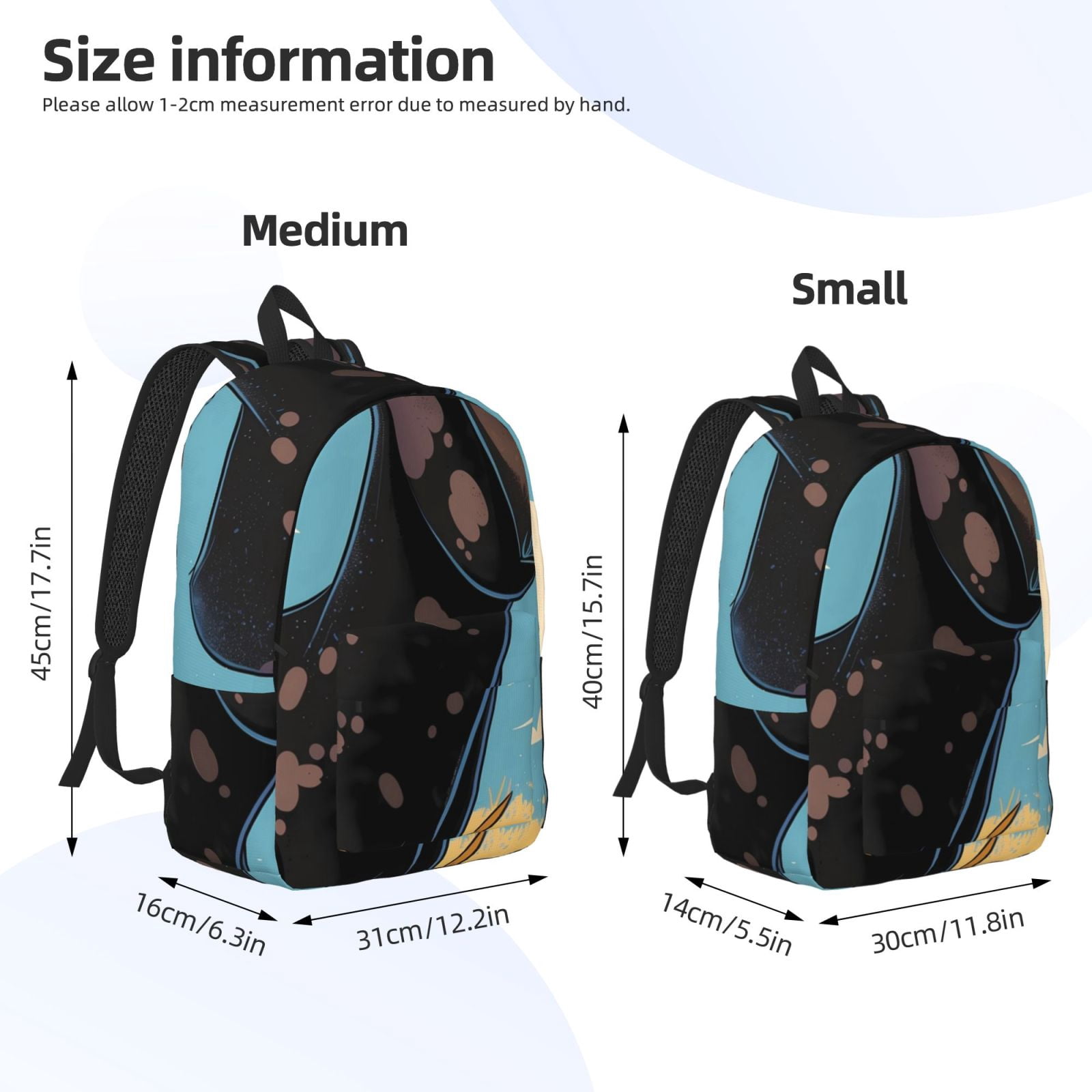 Vsdgher Whimsical Cartoon Cow Print Canvas Backpack Travel Rucksack Unisex Knapsack 15.7/17.7Inch Laptop Backpack for Work,College -Medium