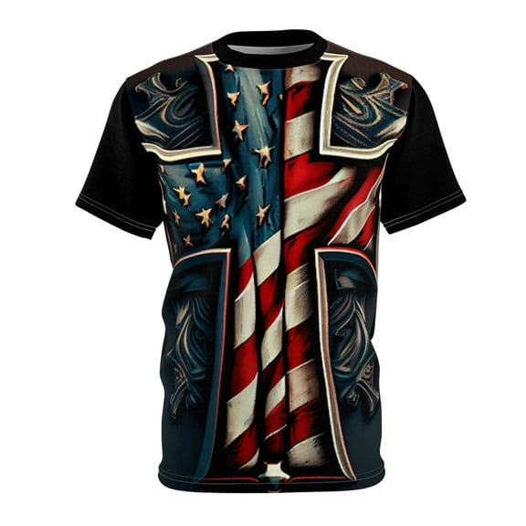 Patriotic Cross American pride AOP unisex T-shirt