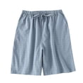 thumbnail image 4 of Blmnix Women's Shorts Cotton Shorts Pleated Sleep Shorts Shorts High Blue Womens Gym Shorts,L, 4 of 5
