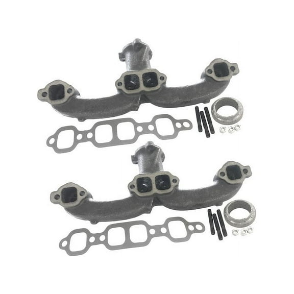 Exhaust Manifold Kit with Gaskets and Hardware - Left and Right Side - Compatible with 1957, 1966 - 1980 Chevy Corvette 1967 1968 1969 1970 1971 1972 1973 1974 1975 1976 1977 1978 1979