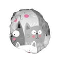 thumbnail image 2 of Kll Cats Group Pattern Shower Cap & Bath Cap For Women,Reversible Oversized Waterproof Shower Caps For All Hair Lengths,Elastic Reusable Bathing Hair Cap, 2 of 9