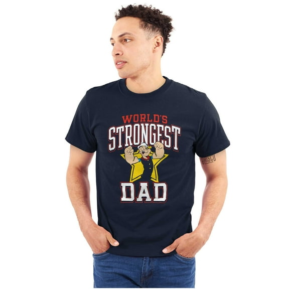 Popeye Cartoon Worlds Strongest Dad Men's Graphic T Shirt Tees Brisco Brands S