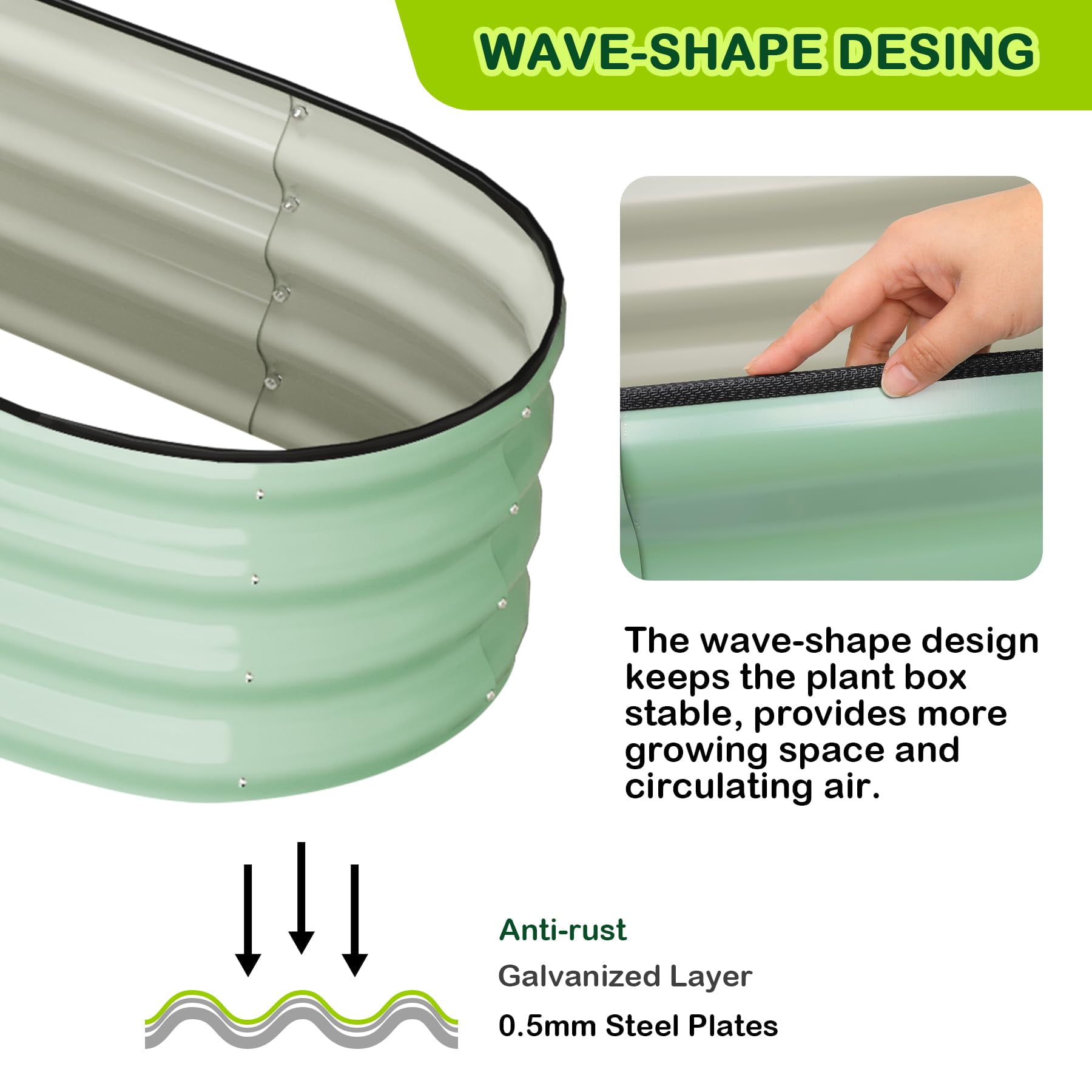 2-Pack Oval Raised Garden Bed – Modular Steel Planter for Outdoor Vegetable & Herb Gardening – Easy Assembly, Durable Corrugated Metal Frame, No Tools Required