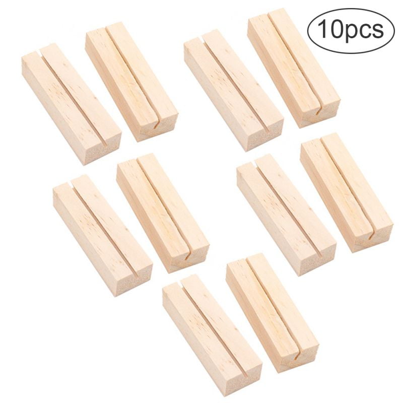 10PCS Wooden Wedding Table Stand Place Name Memo Card Photo Postcard Holder 