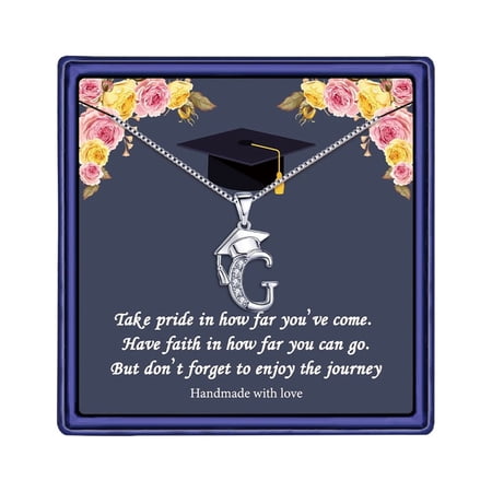 IEFSHINY Graduation Gifts for Her 2024, Initial Necklaces Meaningful Cap Pendant Initial Graduation Friendship Gifts