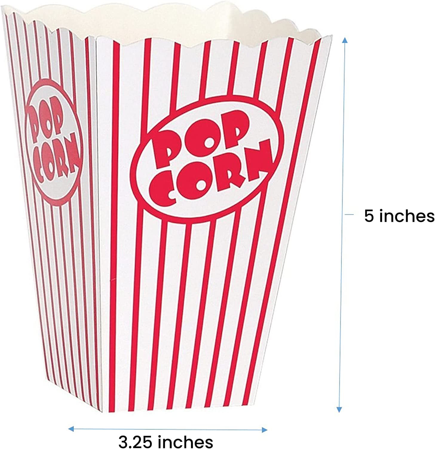 50pcs Popcorn Boxes Red And White Striped, Piccoli contenitori di caramelle  di carta, sacchetti di popcorn retrò per festa, compleanno, serata al  cinema