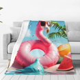 thumbnail image 1 of Fotbe Tropical Flamingo Pool Float Manta de Franela Acolchonada con Estampado, Súper Suave y Esponjosa, Extra Grande para Sofá, Cama, Uso Todo el Año-80"x60", 1 of 7