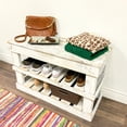 thumbnail image 4 of del Hutson Designs 39 Inch Rustic Chic Solid Barnwood Shoe Rack, White, 4 of 6