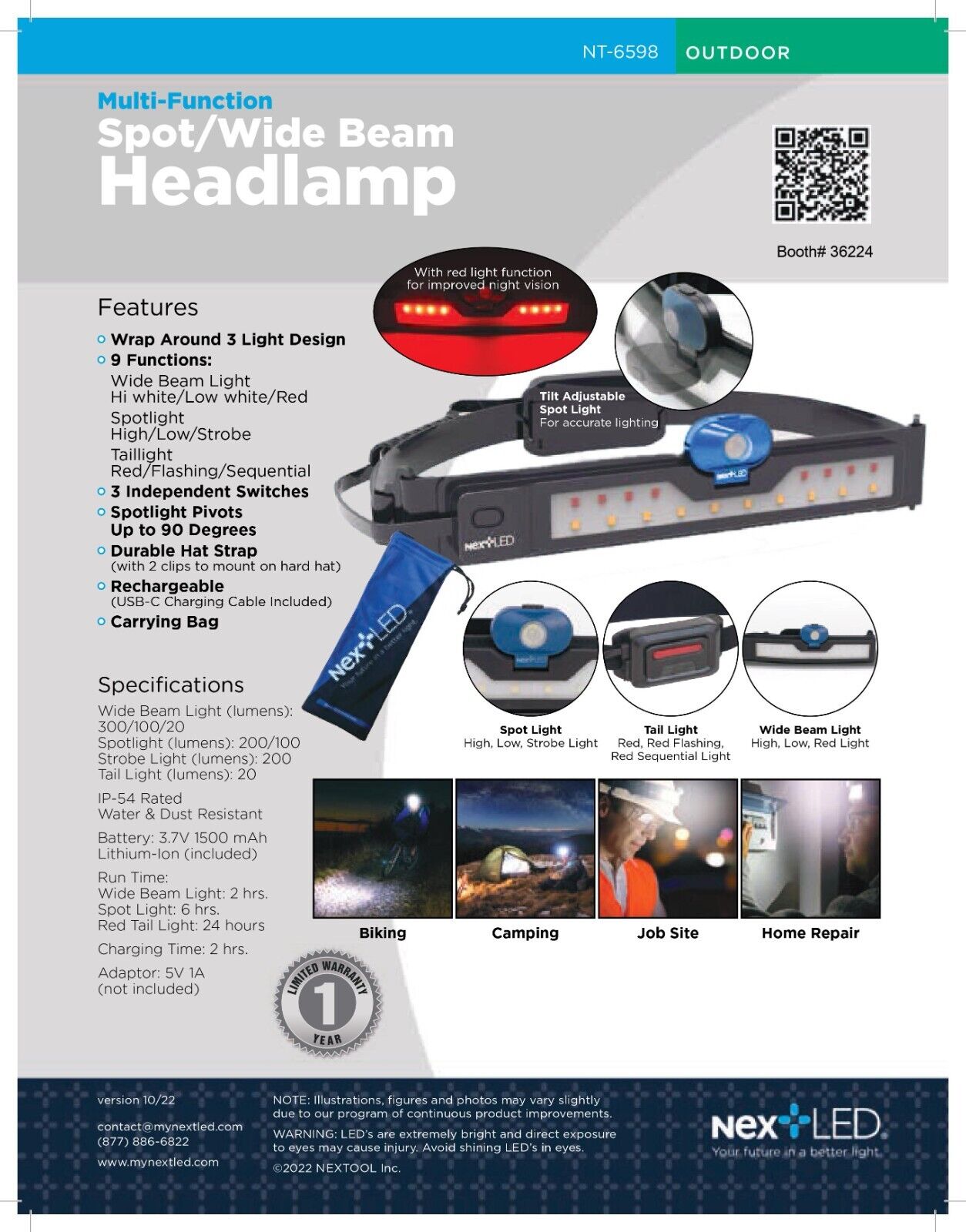 NextLED NT-6598 Multi-Function Spot/Wide Beam Headlamp