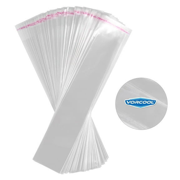 Toyvian Clear Cello Bags for Bakery Use Self Sealing Thicken Polypropylene 200pcs Long Cello Bags