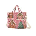 thumbnail image 7 of FORMRS Womens Corduroy Tote Bag Crossbody Shoulder Handbag with Pocket, Brown Gingerbread Houses, 7 of 7