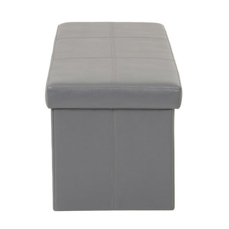 American Furniture Classics Model 511 Foldable Tufted Storage Bench - Gunmetal Gray