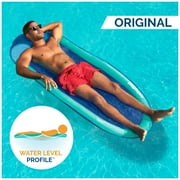 SwimWays Spring Float Inflatable Pool Lounger with Hyper-Flate Valve, Aqua