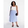 thumbnail image 2 of Time and Tru Women's Smocked Waist Cotton Midi Skirt, Sizes XS-XXXL, 2 of 6