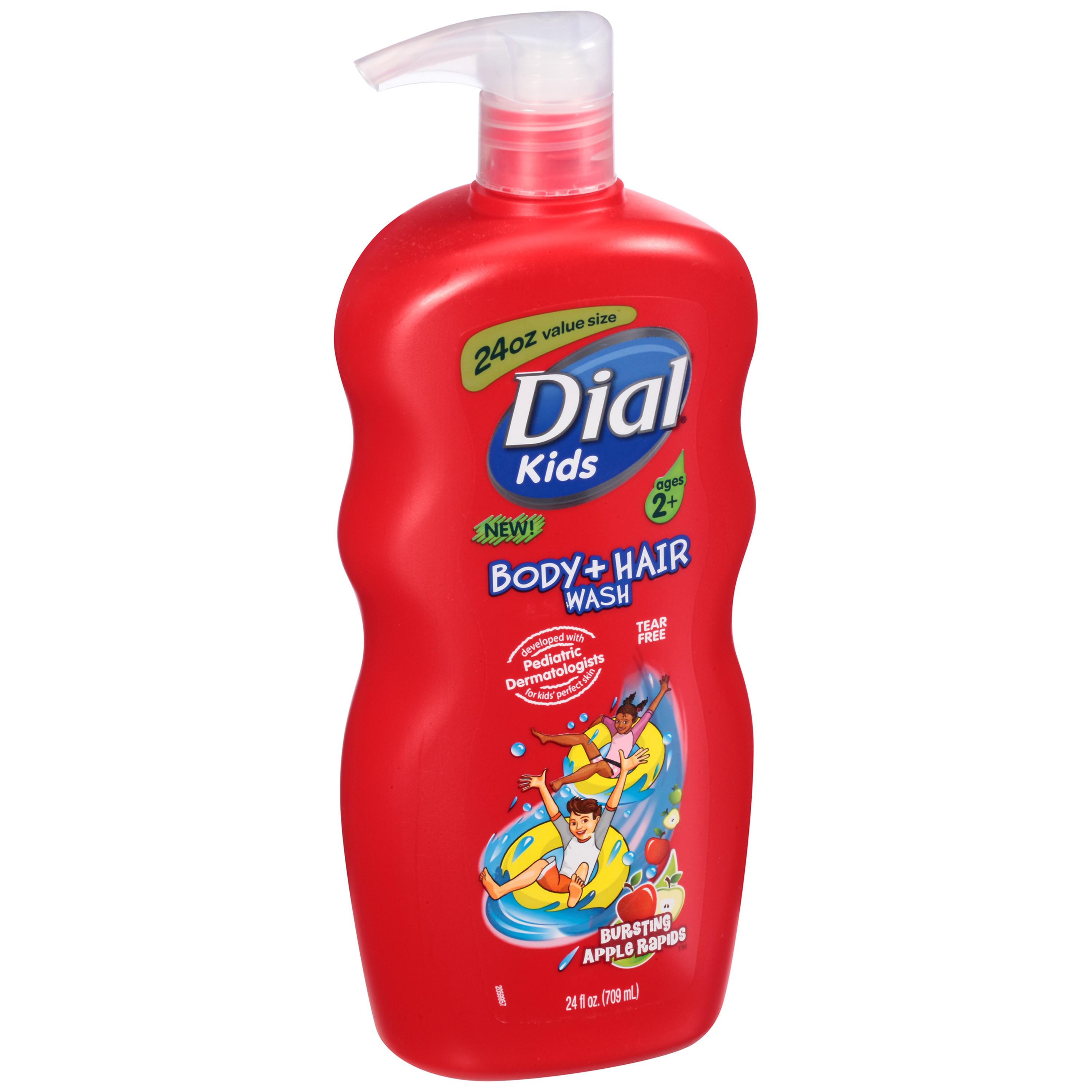 Dial Kids Body + Hair Wash, Bursting Apple Rapids, 24 fl oz