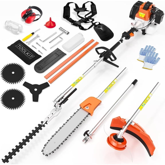 52CC 2-Stroke Gas String Trimmer with Gas Hedge Trimmer,6 in 1 Garden maintenance kit,Brush Cutter Gas Powered,Gas Weed Eater for Weeds and Grass