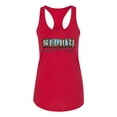 thumbnail image 2 of Wild Bobby Godfidence- Knowing I Can't But He Can Blue and Brown Cheetah Print Inspirational/Christian Women Racerback Tank Top, Red, Small, 2 of 6