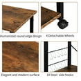 thumbnail image 2 of Baker's Rack 3-Tier Kitchen Utility Microwave Oven Stand Storage Cart Workstation Shelf(Vintage Board Top Black Metal Frame), 2 of 5