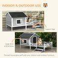 thumbnail image 5 of PawHut Small/Medium Dog House with Porch for Expansive Size, Wooden Elevated Dog Shelter, 67", Gray, 5 of 9