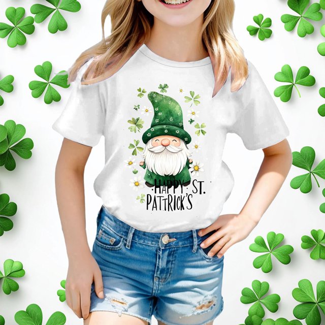 WEAIXIMIUNG T-Shirt Imprimé à Manches Courtes pour Enfants de la Saint-Patrick, Chemise Décontractée 110