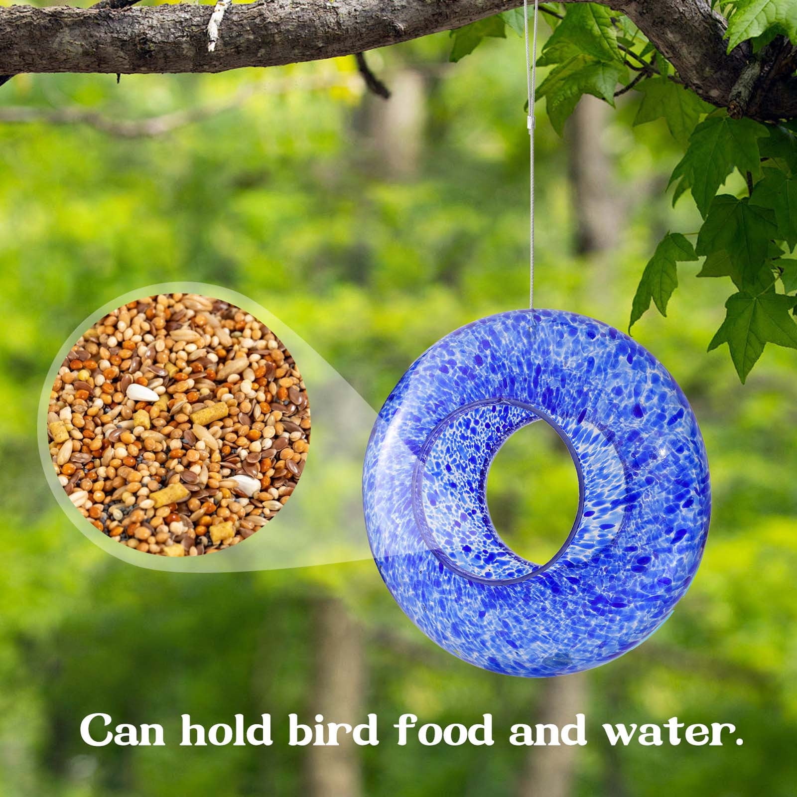 Kugisaki Glass Bird Feeder Outdoor Hanging Hummingbird Feeder for Garden Yard Patio Decor, Easy to Fill & Clean Ideal Gifts