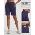 thumbnail image 6 of BALEAF Women's Bermuda Shorts Athletic Running Shorts Quick Dry High Waisted Workout Gym Shorts with Zipper Pockets Walking Casual Navy XL, 6 of 7