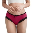 thumbnail image 3 of Yxbdin Womens Underwear Cheeky Lace Trim Bikini Panties Comfy Low Waisted Hipster Panties with Bow Detail Lightweight Daily Underwear, 3 of 5
