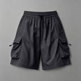 thumbnail image 2 of iHPH7 Women's Cargo Shorts Baggy Parachute Shorts with Pockets Elastic Waist Drawstring Summer Casual Y2k Streetwear Lightweight Hiking Athletic Bottoms Black L, 2 of 5