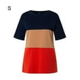 thumbnail image 1 of Blusa de cuello redondo superior de manga corta con bloque de color de camiseta para mujer, naranja colorida, S Monstrate AP002555-46, 1 of 7
