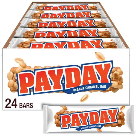 Payday Peanut Caramel Candy, Bars 1.85 oz, 24 Count