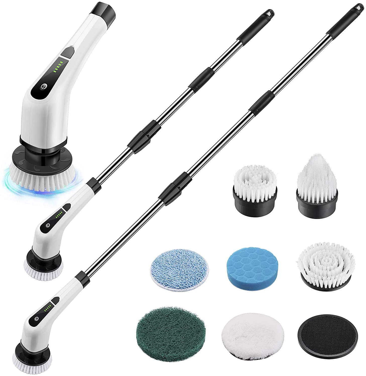 Electric Spin Scrubber for Cleaning Bathroom: Cordless Power Shower Bath  Tub and Tiles Cleaning Brush | 10 in 1 Handheld Automatic Long Handle  Battery