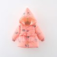 thumbnail image 2 of GigrtiJin Infant Baby Girls Cotton-Padded Jacket Long Sleeve Hooded Button Winter Coat Casual Warm Ruffle Trim Jacket, 2 of 4
