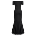 thumbnail image 3 of Leeye One Shoulder Off the Shoulder Short Sleeve Boat Neck Long Dresses for Wedding Proms Party Graduation, Polyester, Black, 1PC, L (Women's), 3 of 4