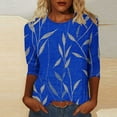 thumbnail image 3 of Raeneomay 3/4 Length Sleeve Womens Tops Women's Fashion Printed T-Shirt Blouse Round Neck Casual Tops, 3 of 6