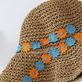 thumbnail image 3 of Sombrero de paja con circunferencia de 56-58cm, sombrero de playa de verano para mujer, protector solar plegable con flores, sombrero para sol en la playa de ala grande, 3 of 6