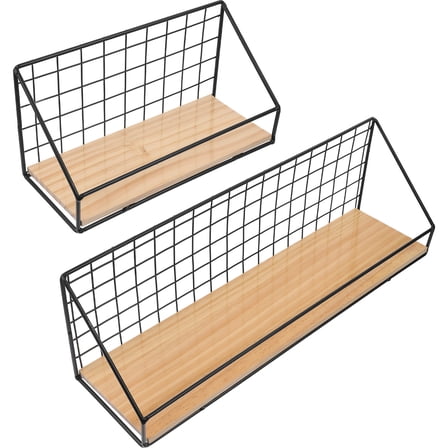 WORGEOUS 2 Pcs Bin Single Shelf Storage Rack Floating Shelves Wall Decoration 45X12CM