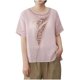 thumbnail image 1 of Camiseta de Manga Corta de Cuello Redondo Bordado de las Mujeres Sueltas de Verano, Top de Poliéster de Moda para Diario, 1 of 3