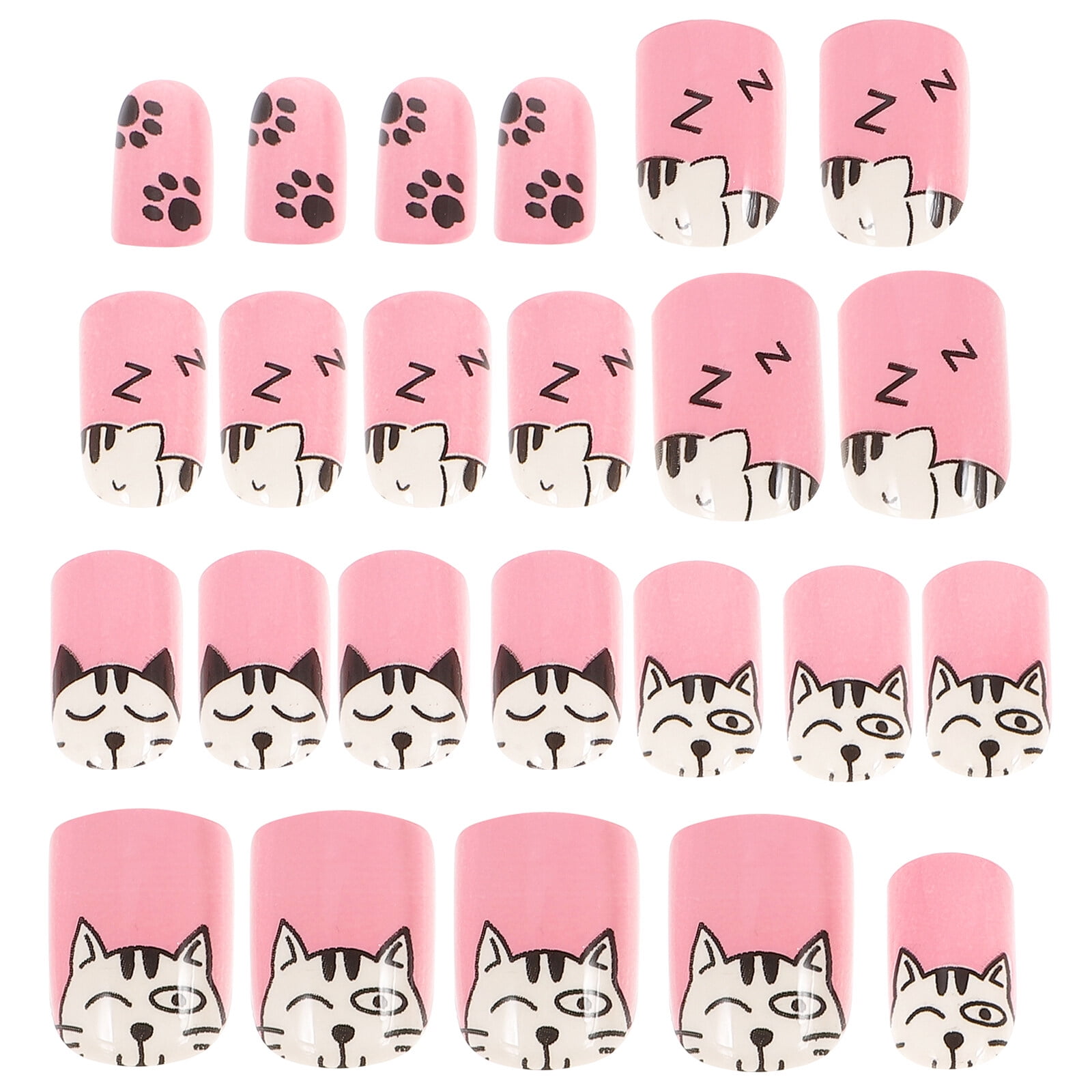 2 Sets 48pcs Kids False Nails Stick on Nails Kits for Kids Teenager