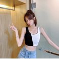 thumbnail image 1 of VISgogo Chaleco Femenino, Contraste de Color Cuello en U Sin Mangas Acanalado Crop Tops Camisole Pullover para Verano VISgogo  moda, 1 of 2