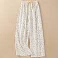 thumbnail image 2 of cfhntfmh Women's Comfy Casual Pajama Pants with Drawstring Spring Summer Lounge Bottom Wide Leg Pajama Pants, 2 of 5