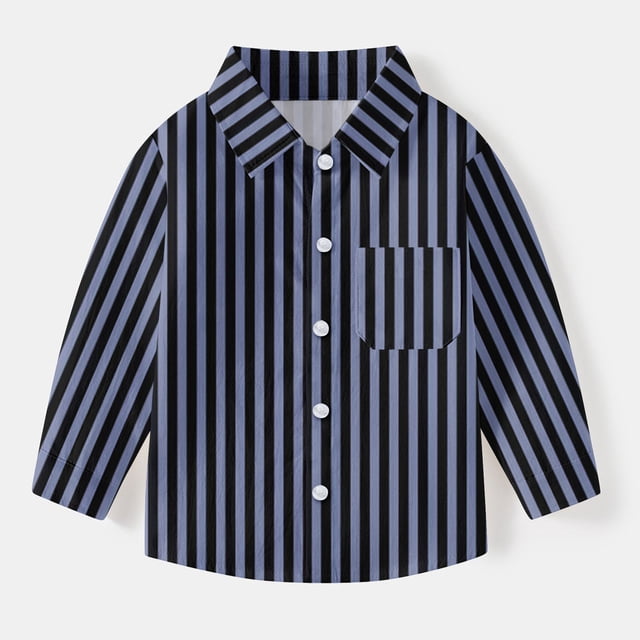 YUNAFFT Garçons et Filles Chemise à Manches Longues Rayée avec Poche Décontractée Uniforme Scolaire 6 m-8 A