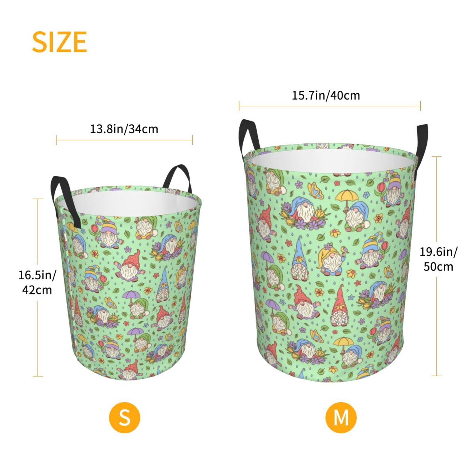 Large Laundry Basket with Handles - Spring Gnomes Kids Baby Dirty Clothes Laundry Hamper for Bedroom Aesthetic