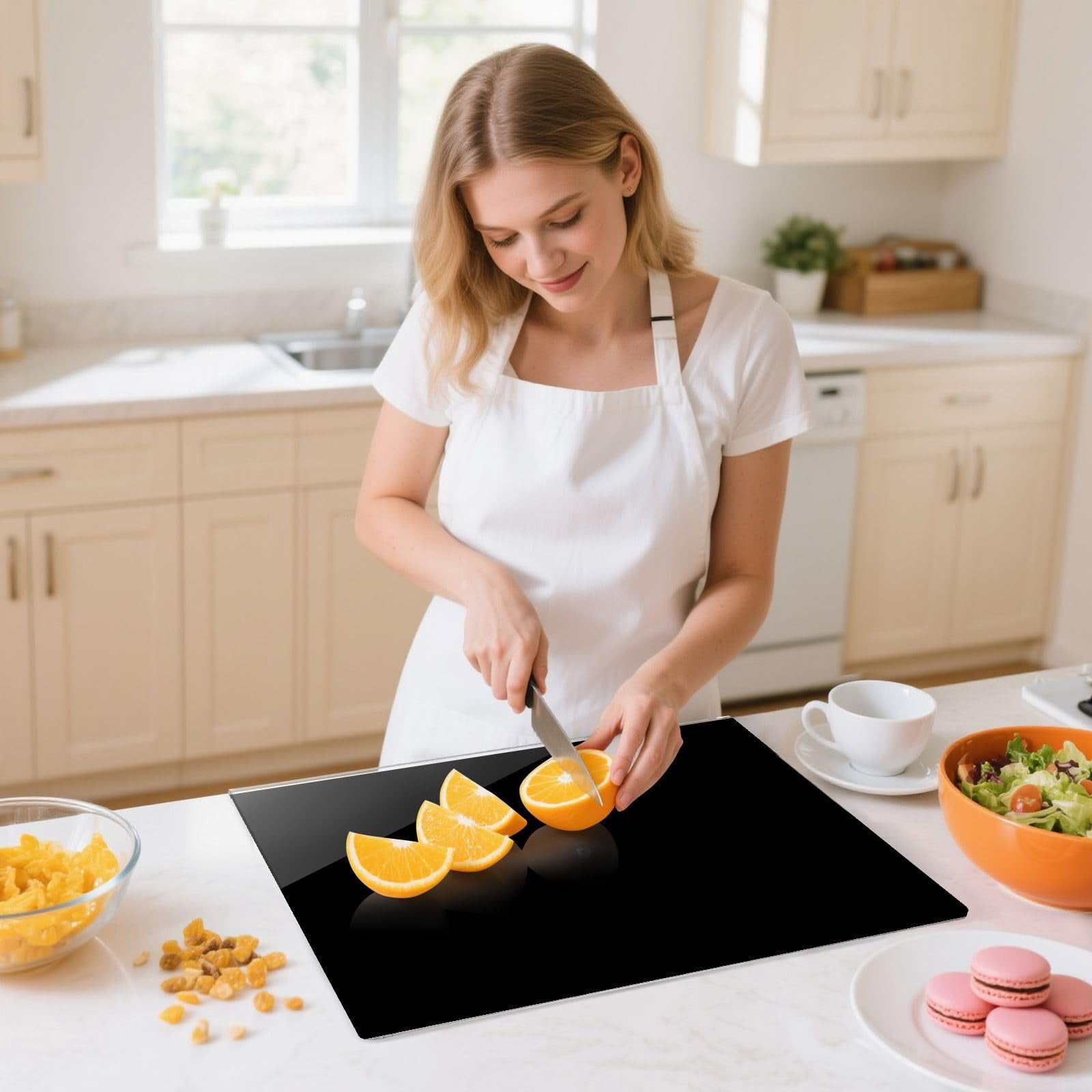 EVER BETTER Acrylic Cutting Boards for Kitchen, 17"×13.4" Thick Block Vegetable Bread Meats Fruits Board with Counter Lip, Anti-Slip CuttingTray,Black