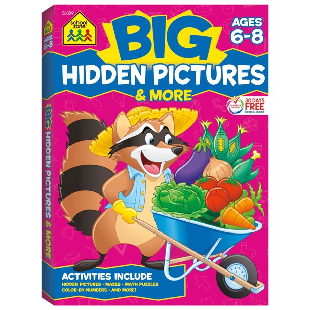 Cuaderno de actividades School Zone Big Hidden Pictures para niños de 6 a 8 años