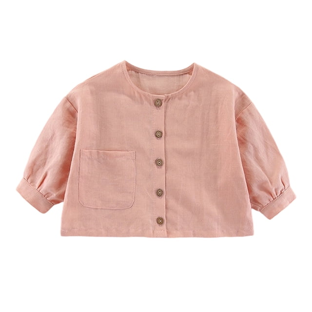 MIASHUI Relaxed Blend Shirt Jacket For Boys And Girls Casual Oversized Button Up Top Pink,8-9 Years