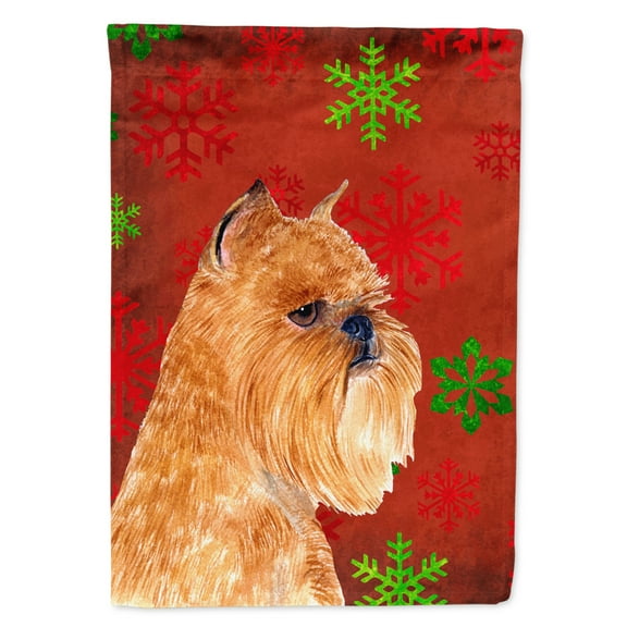Carolines Treasures SS4701-FLAG-PARENT Brussels Griffon Red and Green Snowflakes Holiday Christmas Flag  multicolor
