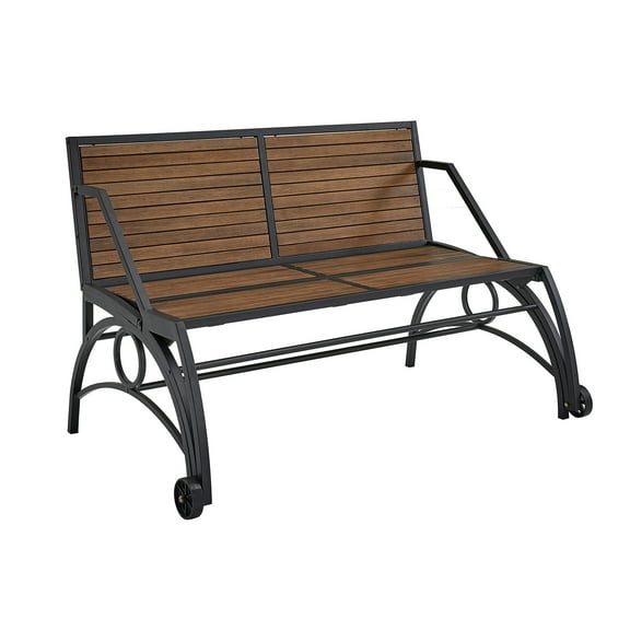 Weston Home Bastrop Walnut Finish Black Metal Outdoor Convertible Table/Bench