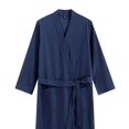 thumbnail image 4 of SHTXOZHI Mens Long Sleeve Robes Adjustable Tie Belt Bathrobe V-Neck Spa Robe Winter Textured Sleepwear with Pocket, 4 of 4